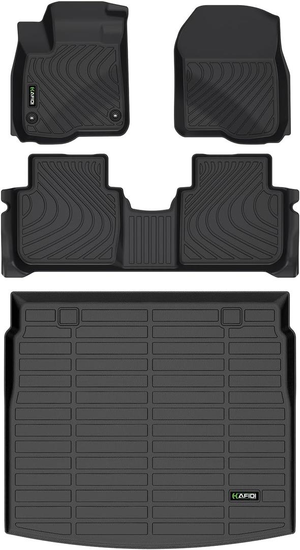 HAFIDI Floor Mats & Cargo Liner Set Fit for 2023 2024 2025 2026 Honda CRV Hybrid & Honda CR-V All Weather Protection TPE Anti-Slip Automotive Full Set Floor Liners Custom Accessories -Black