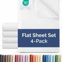 King Size Flat Sheet - Pack of 4 Top Flat Bed Sheet Only - Ultra-Soft, Comfy, Breathable & Cooling - Hotel Quality, Fade & Wrinkle Free - Easy-Care, Stain & Shrink Resistant Bedding - Oeko-Tex -White