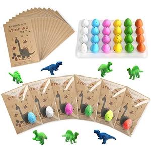 Dinosaur Party Favors Funny Mini Dinosaur Toys Dinosaur Birthday Party Supplies 24 Pack Dino Eggs and 24 Hatching Card Bulk Gifts Novelty Birthday Party Decorations for Kids Boys Girls Toddler