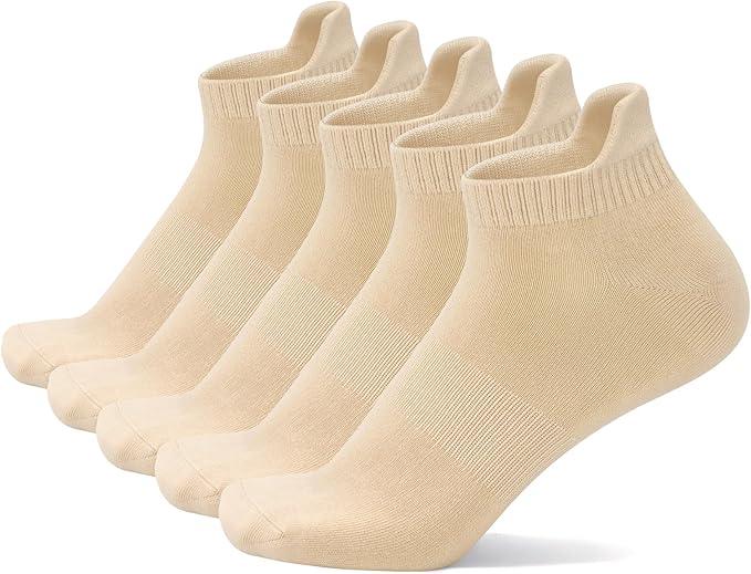 SERISIMPLE Thin Viscose Bamboo No Show Sock Men Low Cut Socks Odor Resistant Breathable Sock 5 Pairs (Large, Navy Blue)