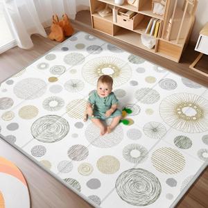 79x71 Baby Play Mat, Extra Large Baby Play Mat for Floor, Foldable Play Mats, Waterproof, Thick, Non-Toxic, Reversible Baby Floor Mat, Safe for for Babies, Infants and Toddlers, Indoor/Outdoor Use  line, 79 X 71 X 0.4