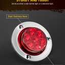 Partsam 10Pcs 2 inch Red 7LED Side Marker Clearance Light Turn Signal with Stainless Steel Bezel For Trailer Truck, High/Low Brightness