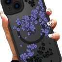 OOK Case for iPhone 14 6.1 Inch (Compatible with MagSafe) Floral Flowers Design Translucent Phone Cover Soft TPU + Hard PC Anti-Scratch Shockproof Magnetic Cute Case for Women - Light Purple