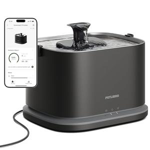 PETLIBRO Upgrade Cat Water Fountain Stainless Steel Tray, Dockstream 2 Cat Fountain Indoor, 3L/101oz Auto Cat Fountains for Drinking, App Monitoring Pet Water Fountain Dog, 5G WiFi Cat Water Dispenser