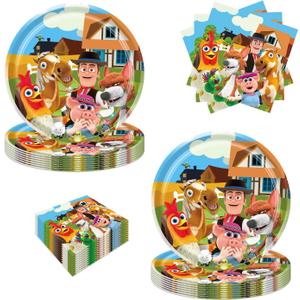40Pack Lai Granja De Zenoon Party Supplies include 20 plates, 20 napkins for The De Zenoon birthday party decoration (Light)