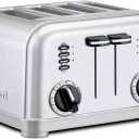 Cuisinart 4 Slice Toaster, Compact Stainless Steel Toaster with Extra-Wide Slots for Toasting Bread, French Toast, Bagels and Pastries, Defrost & Reheat Functions, CPT-180P1, Brushed Stainless