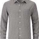 Mens Gingham Button Down Shirt Long Sleeve Dress Shirts Business Casual Shirts with Pockets (M)