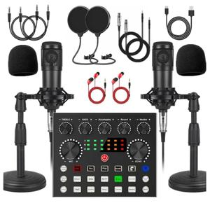 V8s for 2, V8s Voice Changer with BM-800 Podcast Microphone Bundle - Studio Condenser Microphone Perfect for Podcasting, Recording, Singing, Streaming and Gaming