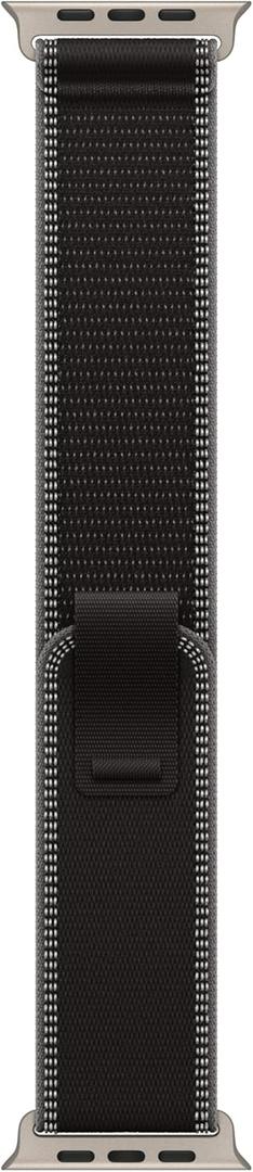 Apple Watch Band - Trail Loop - 49mm - Black/Charcoal - M/L - Natural Titanium Finish