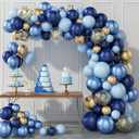 97PCS Navy Blue Balloon Garland Arch Kit, Metallic Blue and Macaron Blue Balloons, Gold Confetti and Metallic Gold Balloons Arch for Birthday Party Decorations, Wedding, Bridal Shower, Baby Shower