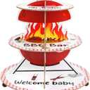 3-Tier Paper Cake Stand for BBQ Baby Shower - Cupcake Tower for 8-12 Cupcakes - Perfect for Birthday, Picnic, and Party Decoration Supplies