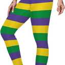 color cosplayer Mardi Gras Leggings for Women Plus Size Pants Mardi Gras Tights Costume (Large)