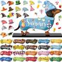 42 Pcs Interchangeable Summer Dachshund Holiday Wiener Dog Decor Seasonal Welcome Sign Tier Tray Decoration Ornament Farmhouse Wood Home Office Desk Accessories for Women Pet Lover Gift