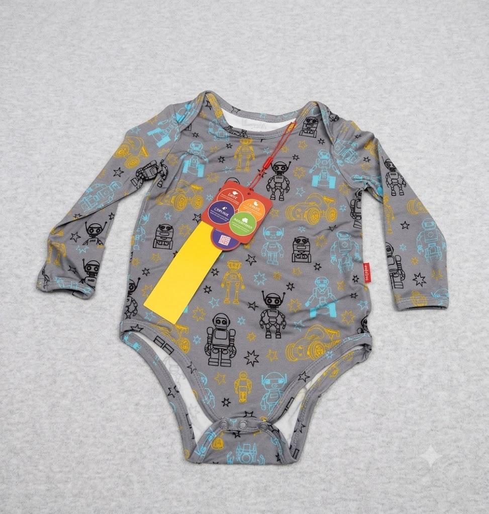 EASWEET Bamboo Viscose Baby Boy Bodysuit Soft Long Sleeve Infant Baby Romper, Robot Team, 18-24 Months