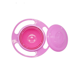 Pack of 2 Ztl Gyro Bowl 360 Dgree Rotation Spill Resistant Gyroscopic Bowl with Lid, Rose Red 