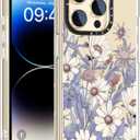 Wildflower Phone Case for iPhone 14 Pro Max Cute Trendy Aesthetic Floral Design for Women & Girls - Military-Grade Drop Protection - Clear Hard Shell Protective Cover - White Purple Floral