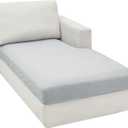 ZNSAYOTX Sectional Couch Covers for L Shaped Chaise Lounge 1 Piece Separate Cushion Couch Universal Replacement Unique Pattern Furniture Protector with Elastic Bottom (Silvery Gray, Chaise Cover)