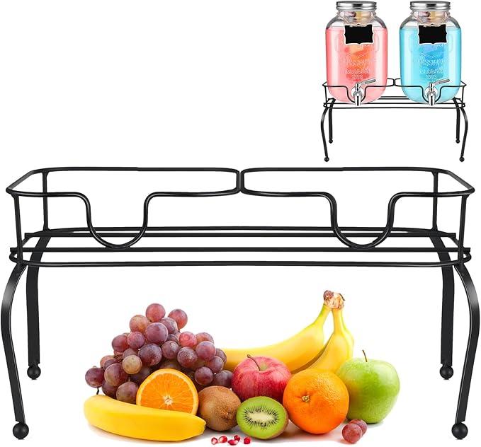 Blulu Metal Beverage Dispenser Stand for Parties Double Drink Stand Dispenser Holder Stand for Glass Jar Bottles(1 Gallon)