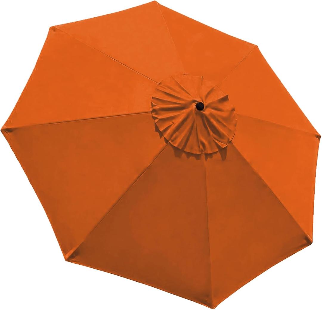 EliteShade USA 9FT Patio Umbrella Replacement Covers 8 Ribs Market Umbrella Canopy Cover (CANOPY ONLY) (Orange)