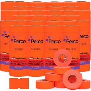 Perco 1 Line Red Labels - Case of 30 Sleeves, 240,000 Blank Pricing Labels for Perco Lite, X, Plus and Pro 1 Line Price and Date Guns