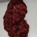 Long Wine Red Curly Wavy Wig for Women Natural Ombre Fluffy Synthetic Hair for Costume Cosplay Halloween Party