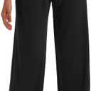 HeSaYep Women's Wide Leg Sweatpants Straight Leg Lowrise Sweat Pants Drawstring Elastic Low Waist Pants with Pockets (Black, S)