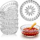 ZEAYEA Set of 8 Glass Pinch Bowls, 2 oz Stackable Small Prep Bowl, Clear Floral Relief Mini Glass Snack Bowls for Dipping Spices Sauce, Dishwasher Safe