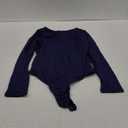 QINSEN Womens Crew Neck Long Sleeve Bodysuit Double Lined Body Suits Basic T-Shirt Tops (Large, Navy)