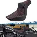 One-Piece Driver Passenger Seat Motorcycle 2-Up Seat with Driver Backrest Cushion Pad Fit for Harley Softail Sport Glide FLSB Low Rider FXLR FXLRS FXLRST 2018-later (Red Stitching)
