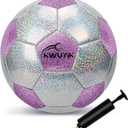 Soccer Ball Size 3 4 5 Glitter Pink Purple Black Silver with Pump Toddler Soccer Ball for Kids Aged 3-6 6-8 8-12 Outdoor Training Ball for Girls Boys Children Youth Teens