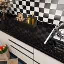 FunStick 24"x200" Galaxy Black Granite Contact Paper for Countertops Waterproof Granite Countertop Peel and Stick Countertops Kitchen Wallpaper Removable Adhesive Marble Contact Paper for Desk Cabinet