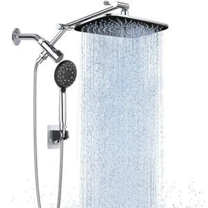 Veken 11.8'' Rain Shower Head with Handheld Spray Combo, Extension Arm for Rainfall Showerhead, Muti-modes Massage High Pressure Hand Held Shower Heads with Hose, Anti-Clog Nozzles & Bathroom(Chrome)