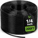 Bonviee 200ft 1/4 inch Drip Irrigation Tubing  Flexible, Durable Garden Watering Hose, Compatible with 1/4" Barbed Tee Fittings, Micro-Emitters & Misters, Easy Install for Home Garden & Raised Beds (Black)