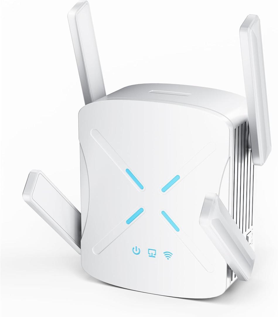 2026 WiFi Extender Signal Booster, New Gen Wi-Fi 6 Repeater, Covers Up to 12,000 sq.ft Range, Dual-Band Internet Booster with Gigabit Ethernet Port, Easy Setup, EasyMesh Compatible (White glossy)
