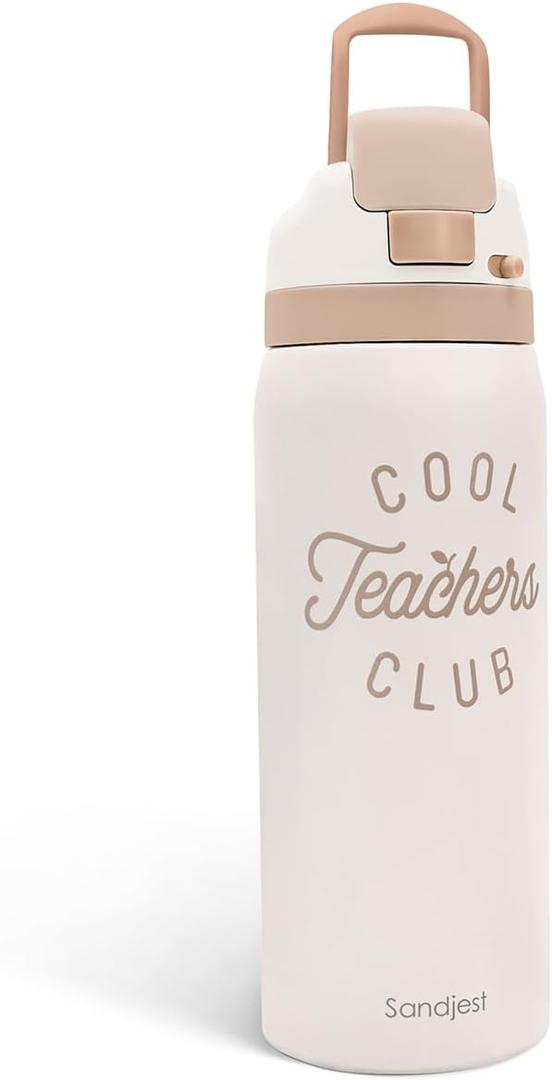 Teacher Insulated Stainless Steel Water Bottle with Straw for Sports and Travel, Cool Teachers Club, 32oz, Gifts for Women Apperciation Birthday Christmas