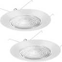 2 Pcs 6 Inch Shower Trim for Recessed Light Cover White Bathroom Light Cover Replacement with Fresnel Glass Lens Waterproof for Wet Locations Ceiling