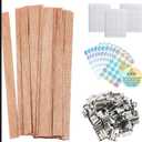 2 x 50 Pcs Wood Wicks for Candle Making - Smokeless Crackling Wooden Candle Wicks Kit with Stands & Labels Candle Wicks for Candle Making
