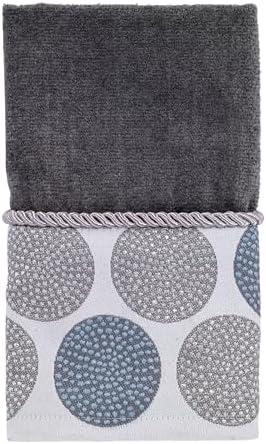 Avanti Linens - Fingertip Towel, Soft & Absorbent Cotton Towel (Dotted Circles Collection, Nickel)