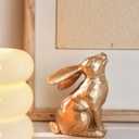 DN DECONATION Golden Polyresin Bunny Decor Rabbit Figurines, Easter Bunny Statue Set of 3 for Spring Tabletop Decor