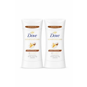 Dove Advanced Care Antiperspirant Deodorant Stick Vanilla & Cocoa Butter 2 Count Antiperspirant deodorant with Pro-Ceramide Technology 72-hour odor control and all-day sweat protection 2.6 oz