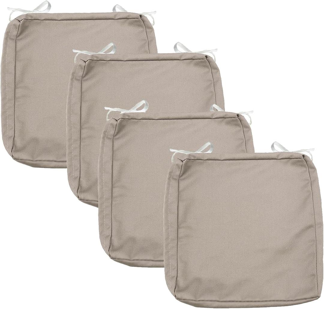 Sqodok Patio Cushion Covers, Waterproof Outdoor Cushion Covers Replacement, Patio Cushion Seat Slicovers for Sectional Sofa, Chair, Outdoor Wicker Patio Sofa (Tan, 18"x18"x2"-4 Pack-Cover ONLY)