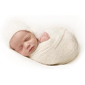 Newborn Photography Props Stretch Newborn Photography Wrap Blanket for Baby Boys Girls Posing Photo Shoot Props (Cream)