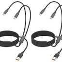 4FT Multiple Charger Cable, 2Pack, 2-in-1 USB C, USB A to Dual USB C Cord, Multi USB Type C Splitter Cable for iPhone 16/15 Pro Max, iPad Air/Pro, Galaxy S24, Google Pixel,Android,Car