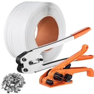 VEVOR Banding Strapping Kit with Strapping Tensioner Tool, Banding Sealer Tool, 328 ft Length PP Band, 100 Metal Seals, Pallet Packaging Strapping Banding Kit, Banding Packaging Strapping for Packing