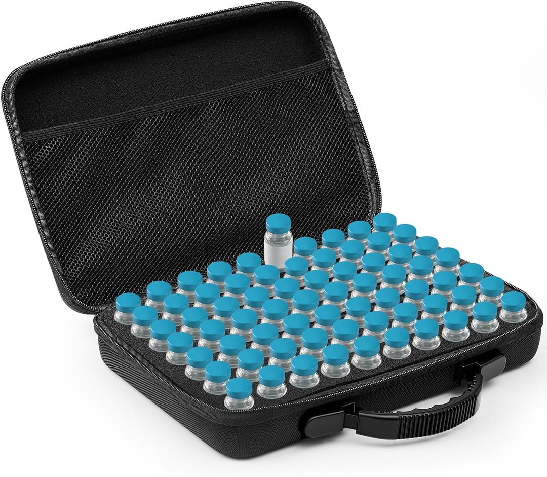 Teenyyou 70 Slots Insulin Peptide Fridge Carrying Case Vial Holder Storage Protector Bag, Fits Standard 10ml Vials, Insulin Cooler Travel Kits Case Organizer Diabetes Protector(Black)