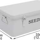 Seed Saving Box, Metal Seed Bin, Seed Storage Organizer, Seed Packet Container with Lid, Seed Envelope Storage Box, 4 Compartments Garden Seed Bin with Safety Locks-White