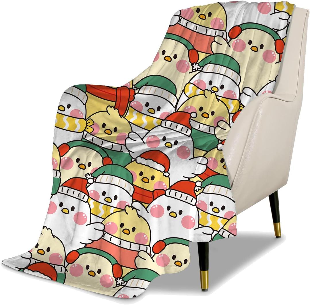Kids Cute Chicken Cartoon Print Throw Blanket for Boys and Girls 60"X50" Christmas Chickens Blanket with Rooster on It Suitable for All Season