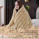Faux Fur Throw Blanket, Thick 1000GSM Fluffy Cozy Throw Blankets for Bed, Luxury Plush Striped Warm Soft Blanket for Couch LivingRoom Home Decor & Gifts(50"x 70", Beige)