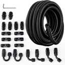 EVIL ENERGY 6AN Fuel Line Kit, 6AN Nylon Braided Fuel Line Hose Fitting Kit CPE 10FT Black