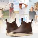 HISEA Men's Deck Rain Boots Saltwater Fishing Booties Waterproof Ankle Rain Boots with High Traction (10, Black)